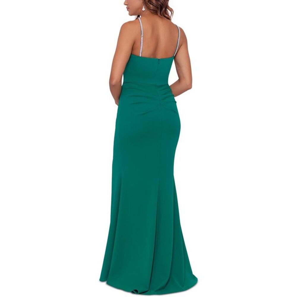 Aqua Womens Green Scuba Asymmetric Formal Evening Dress Gown NWT - Picture 2 of 4